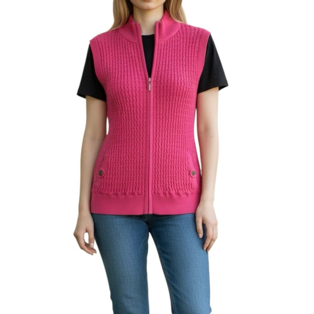 Birdy & Grace Pink Ribbed Mock Neck Sweater Vest Womens Large